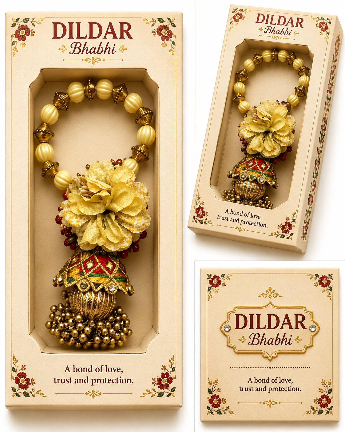 Premium Floral Latkan Lumba Rakhi Bracelet for Bhabhi