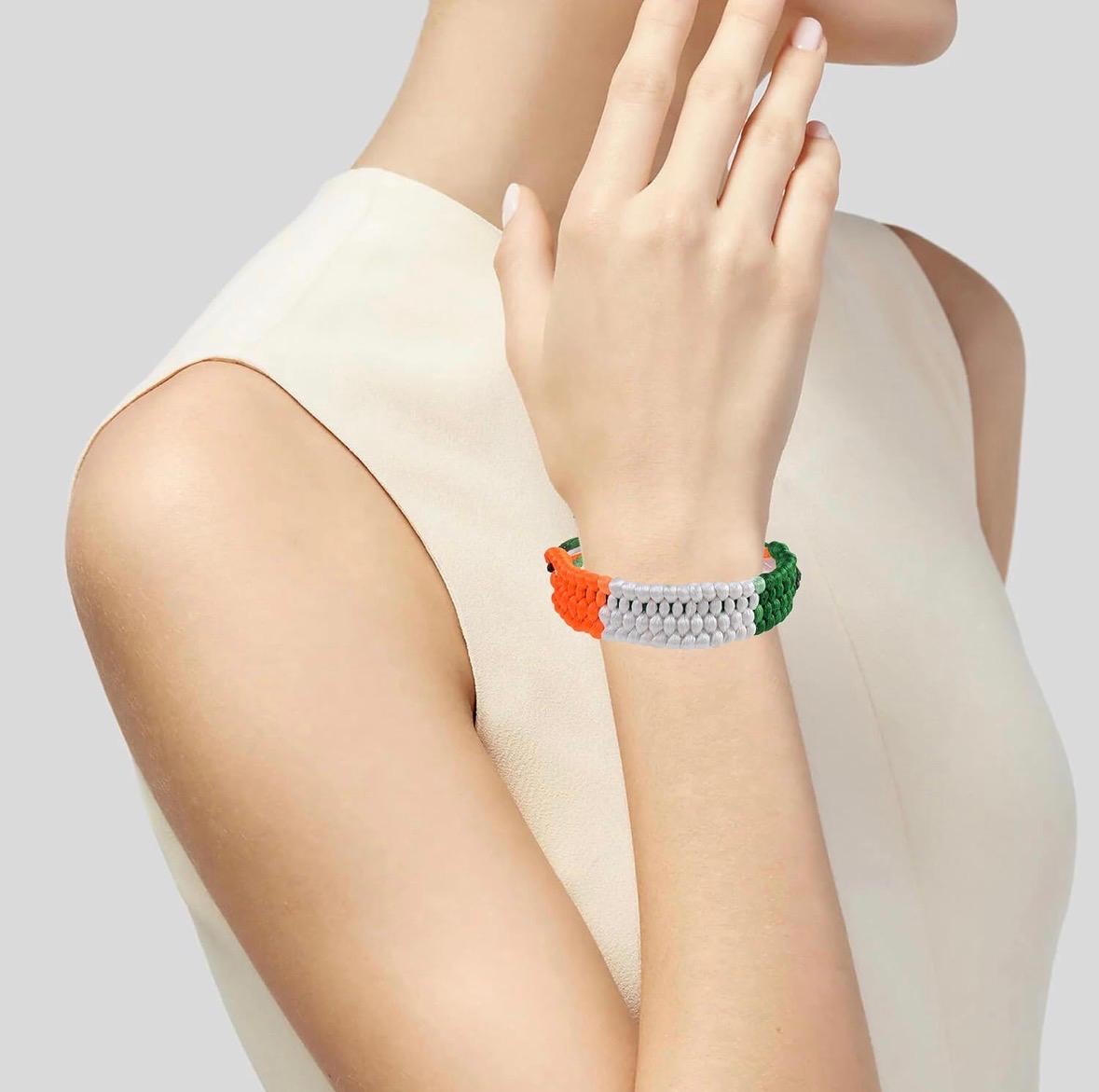 MEMOIR COTTON THREAD INDIA FLAG COLOUR FREE SIZE FASHION BRACELET 