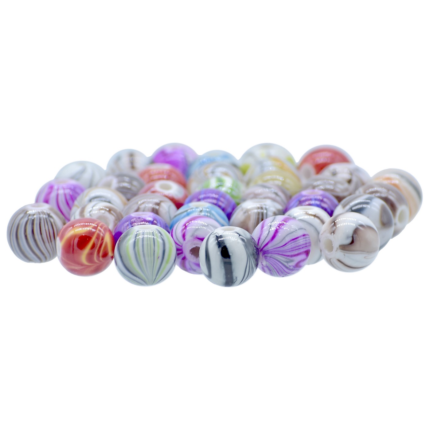 Jags Craft Beads Printed MultiColour 10MM 20Gsm JBPM10MM