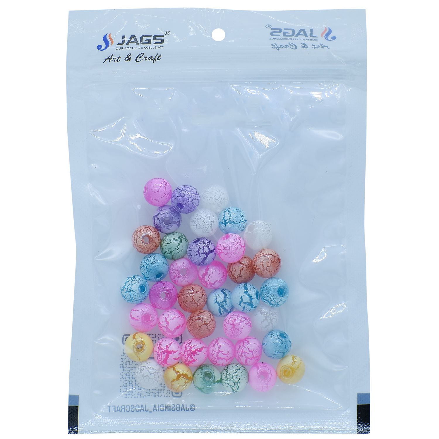 Jags Beads Crackle Multicolor 20GMS 10MM JBCP10MM
