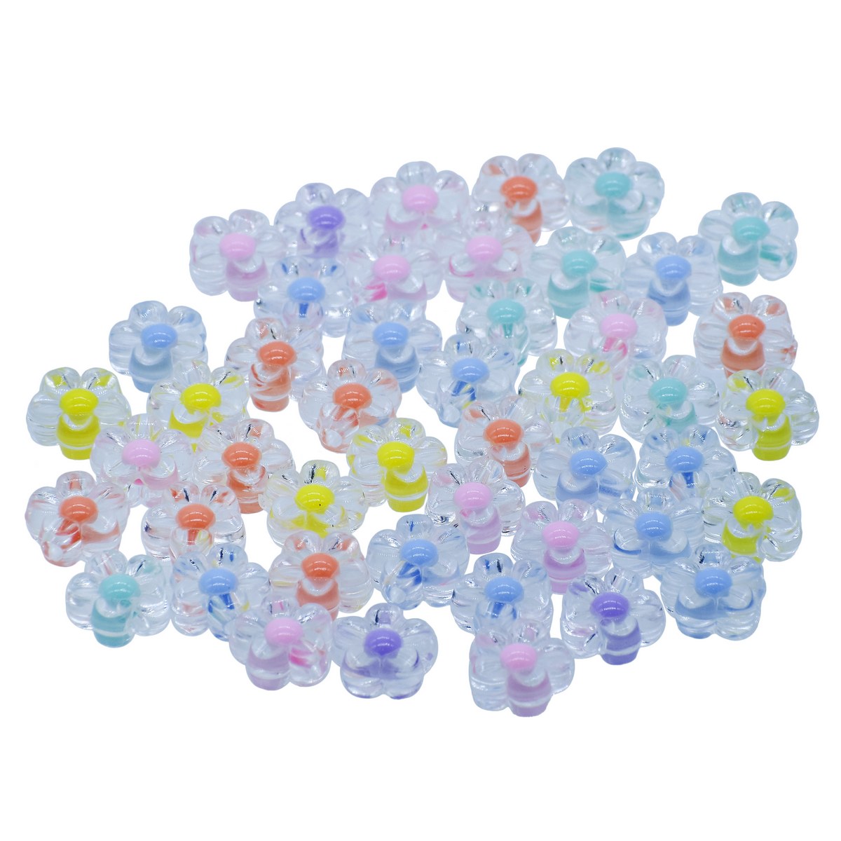 Jags Beads Two Ton Transparent Small Flower 25GMS JCCP28