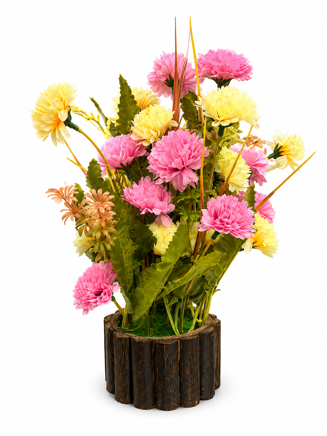 Artificial Multicolor Chrysanthemum Flower Plant with Decorative Pot