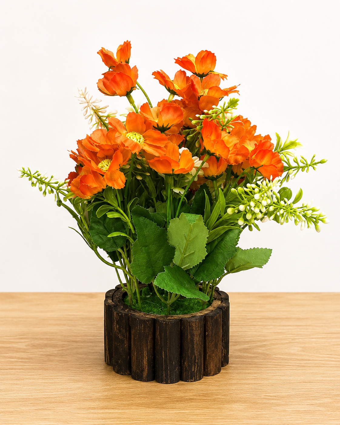 Artificial Pink & Orange Flower Plant with Decorative Pot
