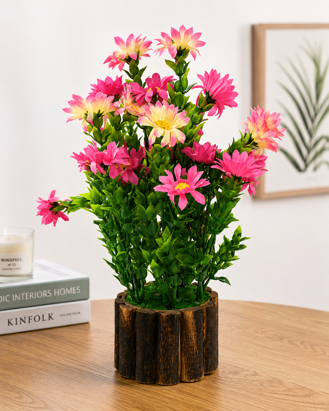 Artificial Dahlia Flower Plant with Decorative Pot