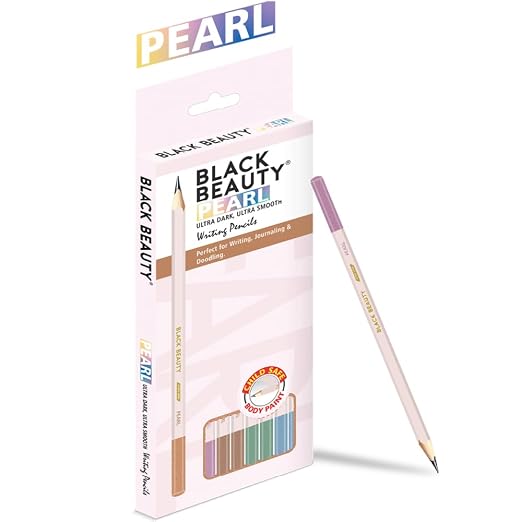 Black Beauty Bling Series Writing Pencil | Smooth Handwriting | Dark Writing, Strong Lead (Pearl-Dipped)
