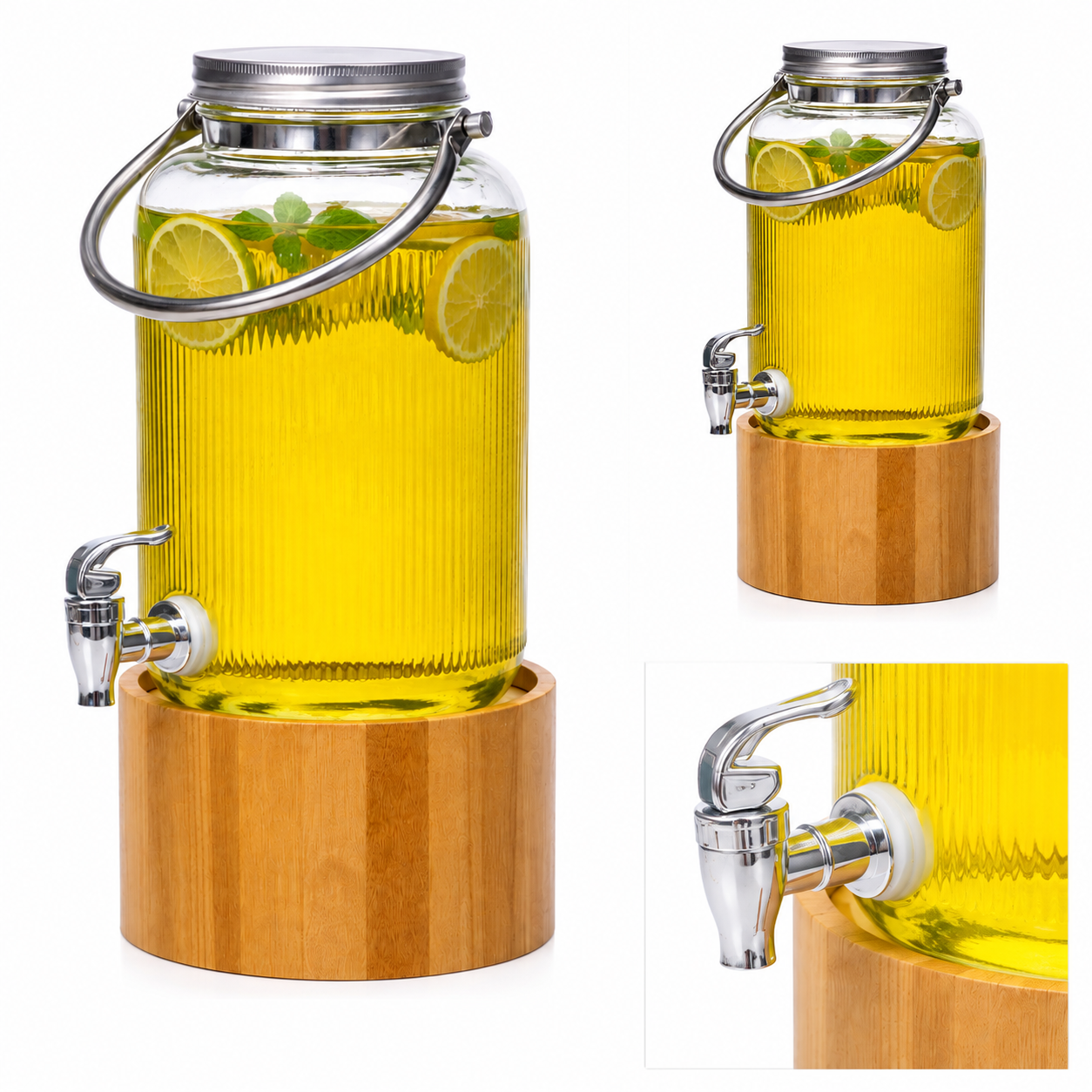 Vistara Glass Dispenser – 4 Litre with Wooden Stand